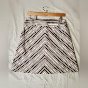 NWOT Ann Taylor LOFT Chevron Patterned A-Line Skirt - Beige/Pink/Brown/Black